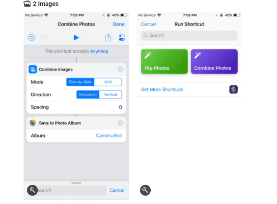 دمج الصور في الايفون