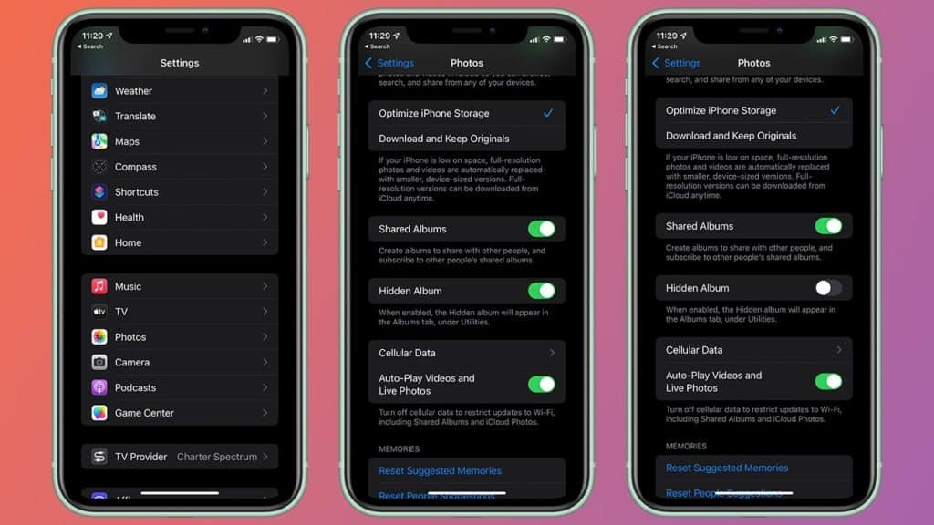 إظهار الالبوم المخفي